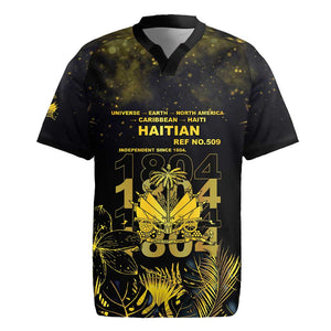 Haiti 1804 Rugby Jersey Gold Tropical Leaves And Coat Of Arms LT05