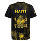 Haiti 1804 Rugby Jersey Gold Tropical Leaves And Coat Of Arms LT05