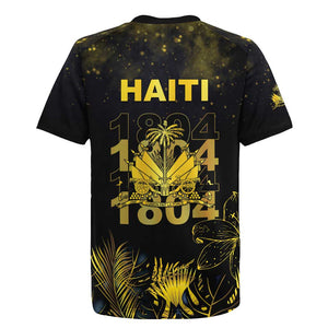 Haiti 1804 Rugby Jersey Gold Tropical Leaves And Coat Of Arms LT05