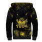 Haiti 1804 Sherpa Hoodie Gold Tropical Leaves And Coat Of Arms - African Pride