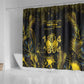 Haiti 1804 Shower Curtain Gold Tropical Leaves And Coat Of Arms - African Pride