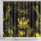 Haiti 1804 Shower Curtain Gold Tropical Leaves And Coat Of Arms - African Pride