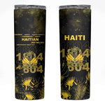 Haiti 1804 Skinny Tumbler Gold Tropical Leaves And Coat Of Arms - African Pride