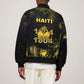 Haiti 1804 Sleeve Zip Bomber Jacket Gold Tropical Leaves And Coat Of Arms - African Pride