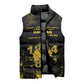 Haiti 1804 Sleeveless Puffer Jacket Gold Tropical Leaves And Coat Of Arms