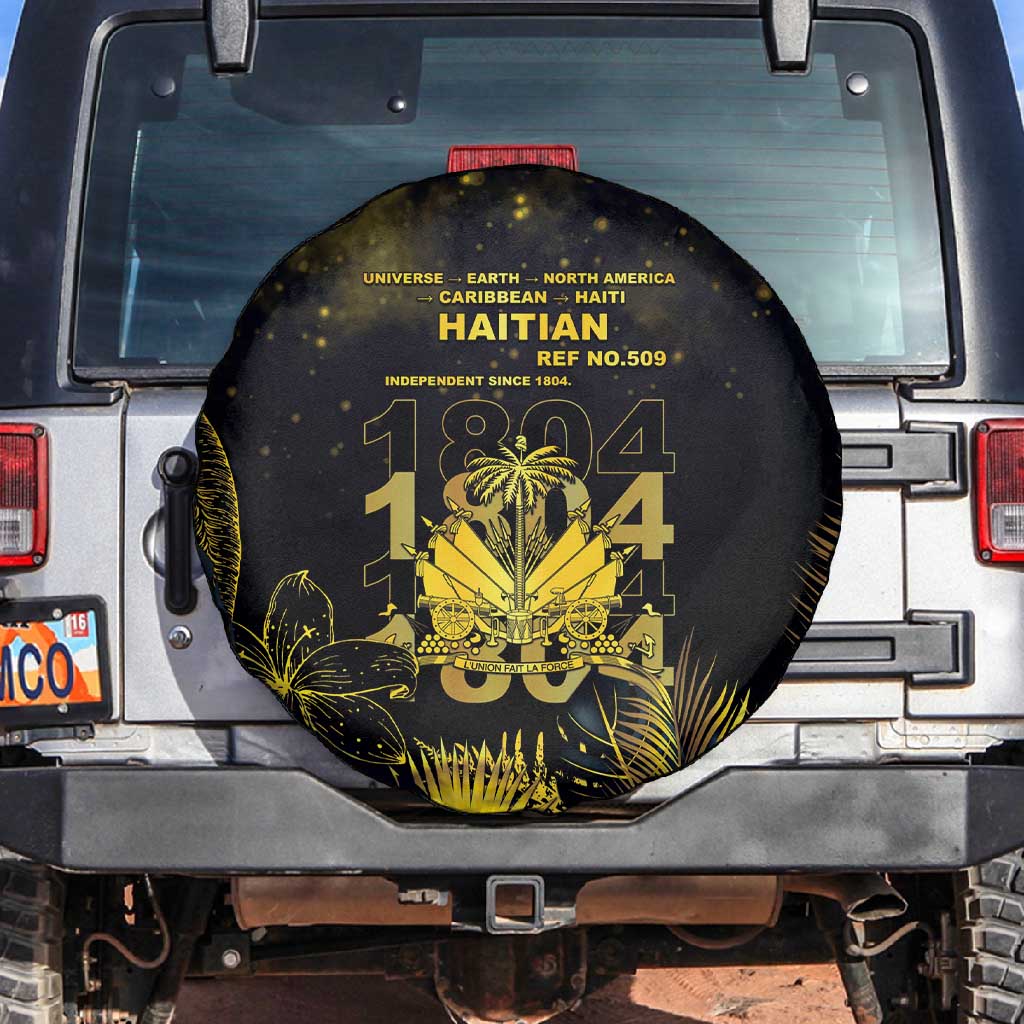 Haiti 1804 Spare Tire Cover Gold Tropical Leaves And Coat Of Arms - African Pride