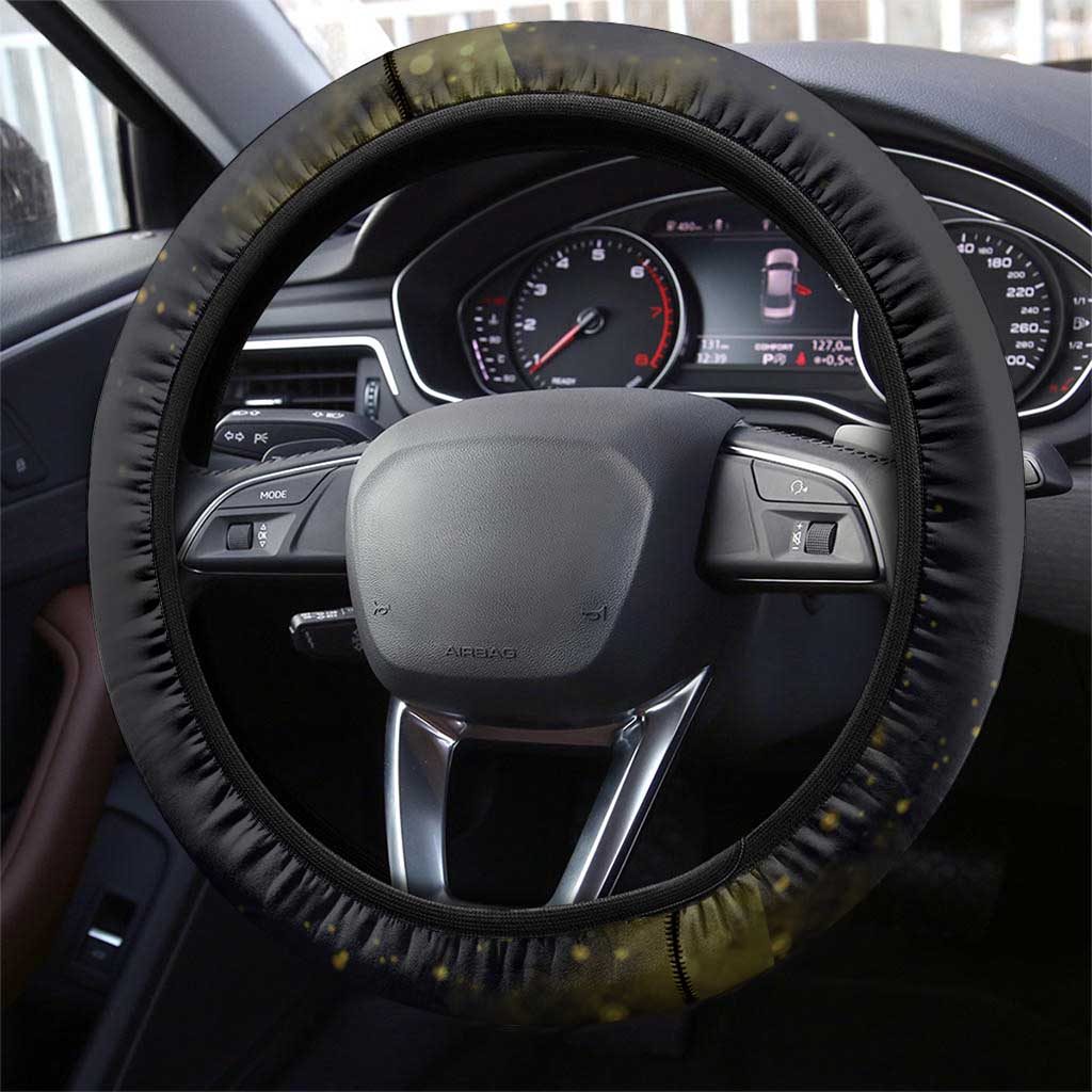 Haiti 1804 Steering Wheel Cover Gold Tropical Leaves And Coat Of Arms - African Pride