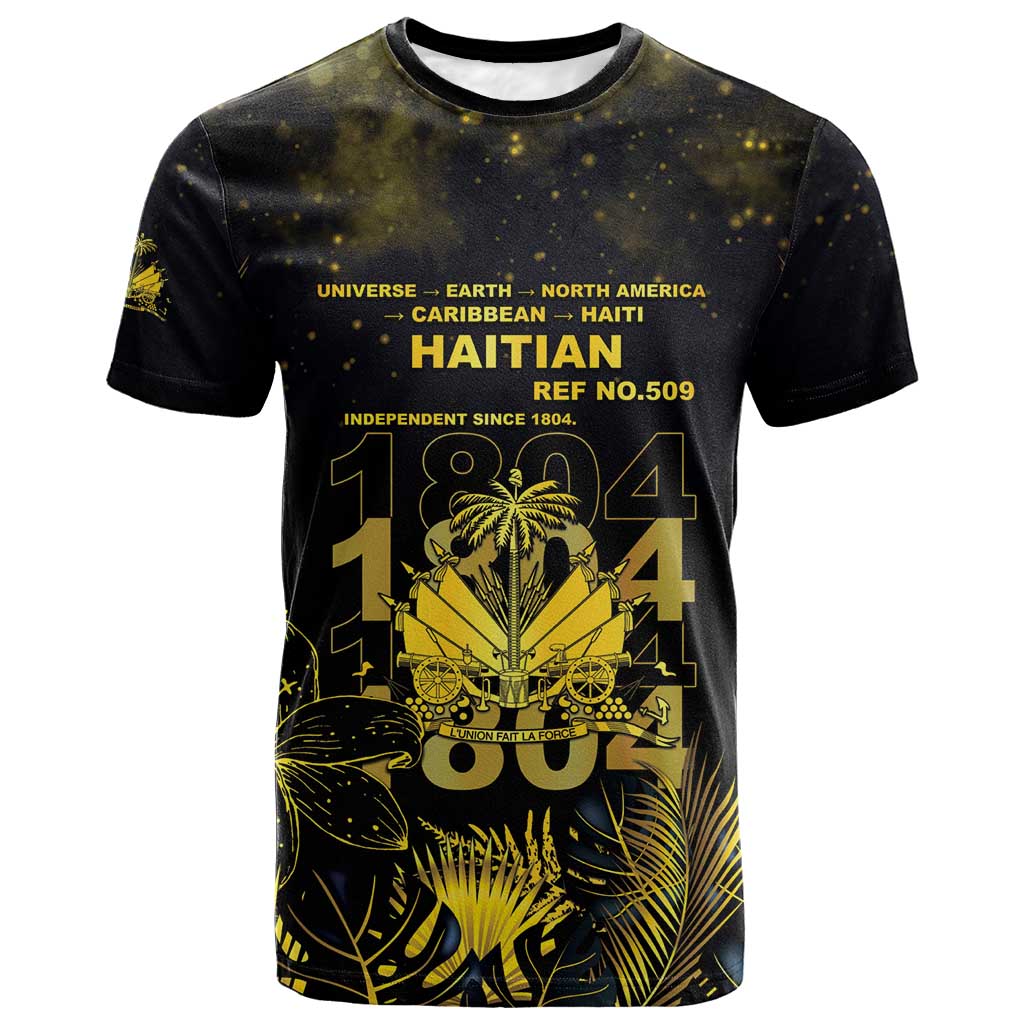 Haiti 1804 T shirt Gold Tropical Leaves And Coat Of Arms LT05