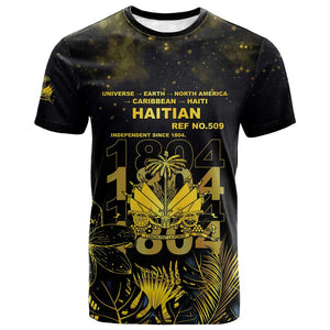 Haiti 1804 T shirt Gold Tropical Leaves And Coat Of Arms LT05