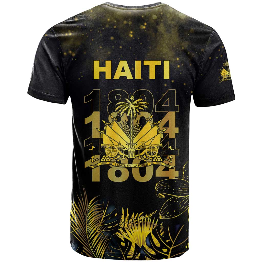 Haiti 1804 T shirt Gold Tropical Leaves And Coat Of Arms LT05