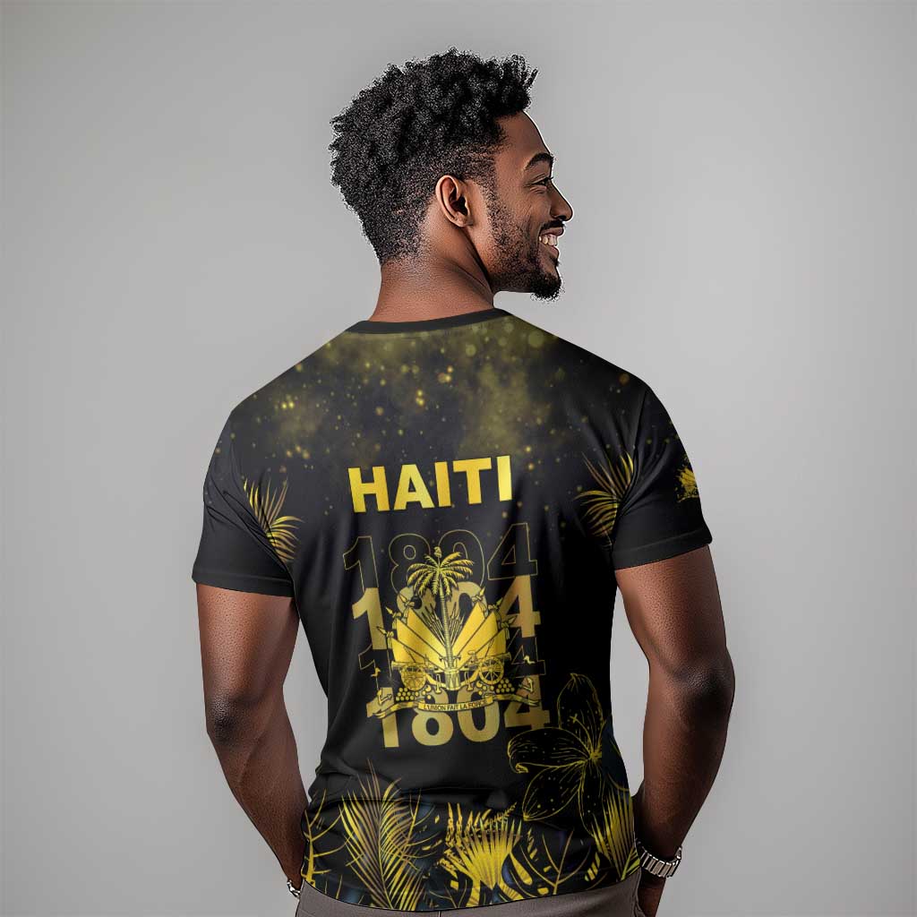 Haiti 1804 T shirt Gold Tropical Leaves And Coat Of Arms LT05