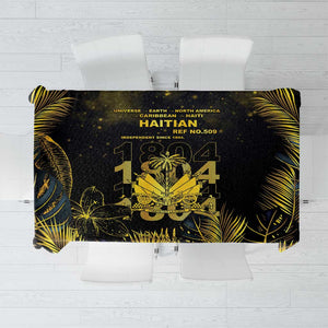 Haiti 1804 Tablecloth Gold Tropical Leaves And Coat Of Arms - African Pride