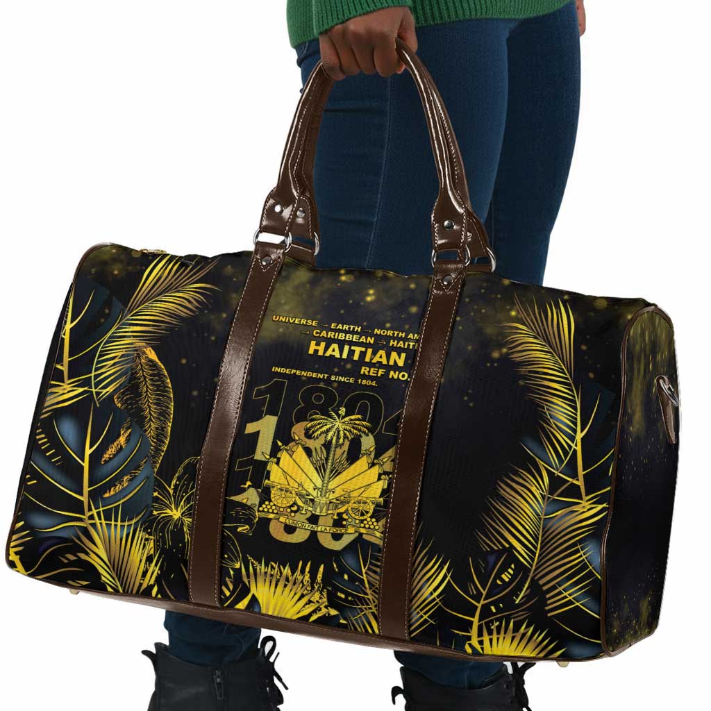 Haiti 1804 Travel Bag Gold Tropical Leaves And Coat Of Arms