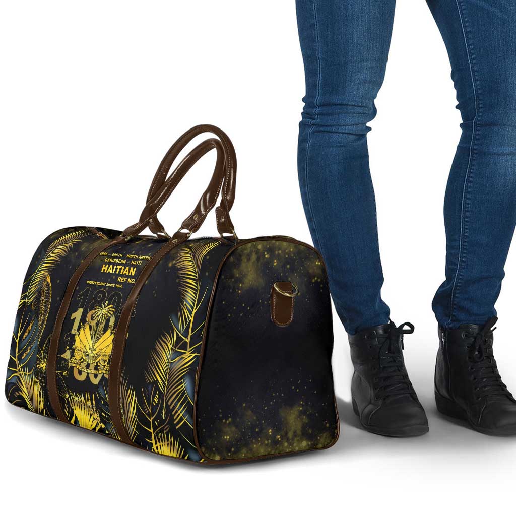 Haiti 1804 Travel Bag Gold Tropical Leaves And Coat Of Arms
