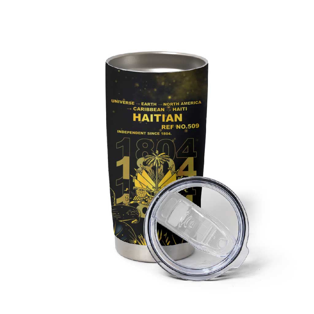 Haiti 1804 Tumbler Cup Gold Tropical Leaves And Coat Of Arms - African Pride