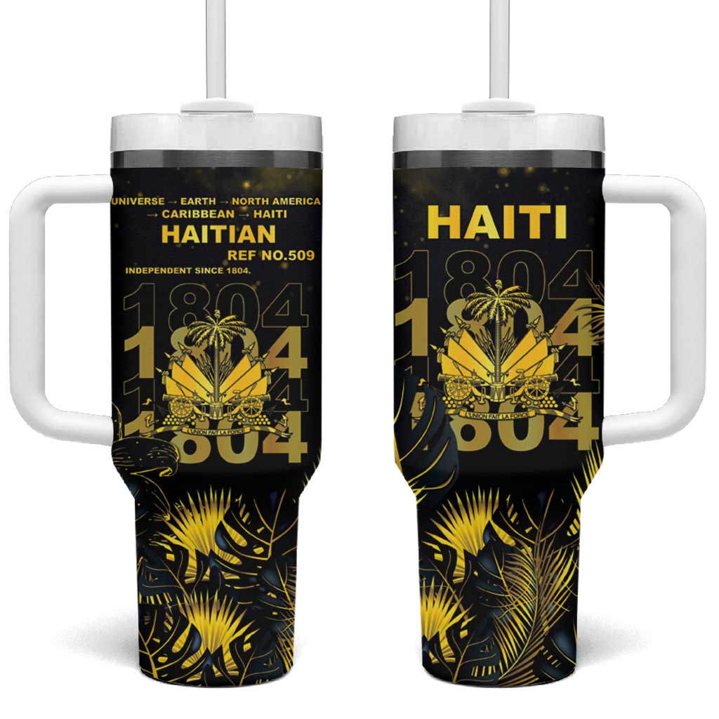 Haiti 1804 Tumbler With Handle Gold Tropical Leaves And Coat Of Arms - African Pride