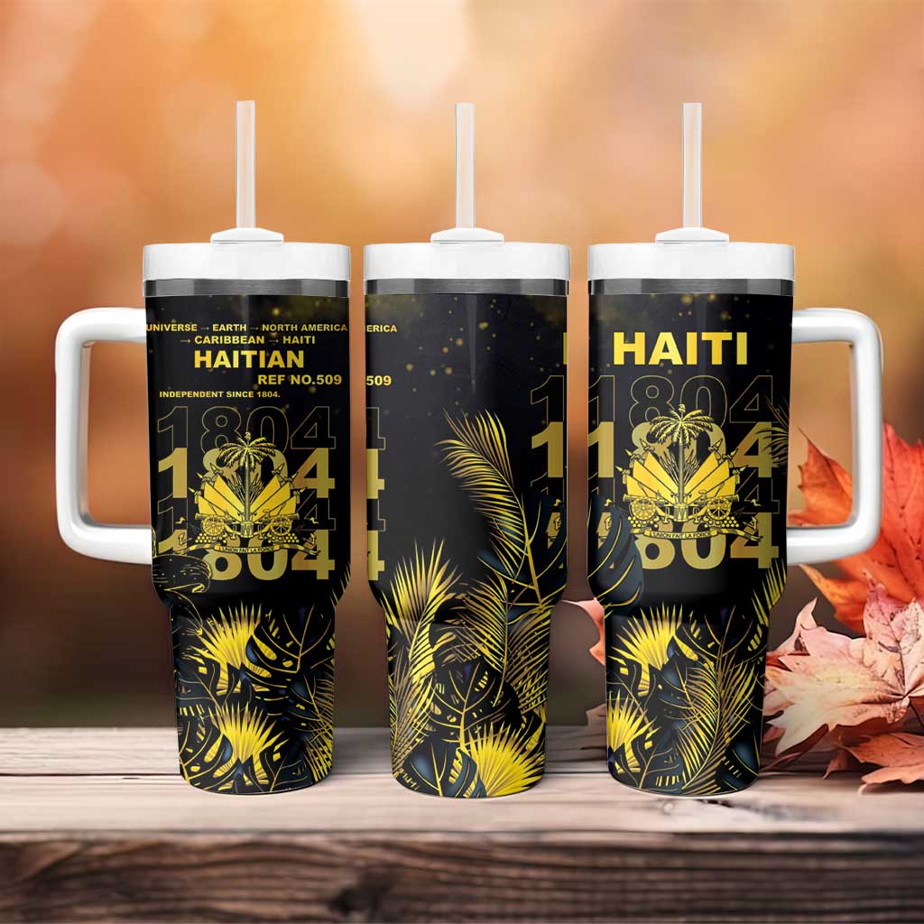 Haiti 1804 Tumbler With Handle Gold Tropical Leaves And Coat Of Arms - African Pride
