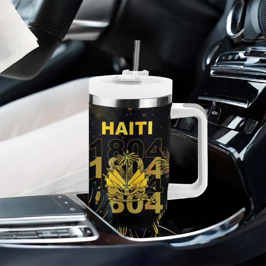 Haiti 1804 Tumbler With Handle Gold Tropical Leaves And Coat Of Arms - African Pride