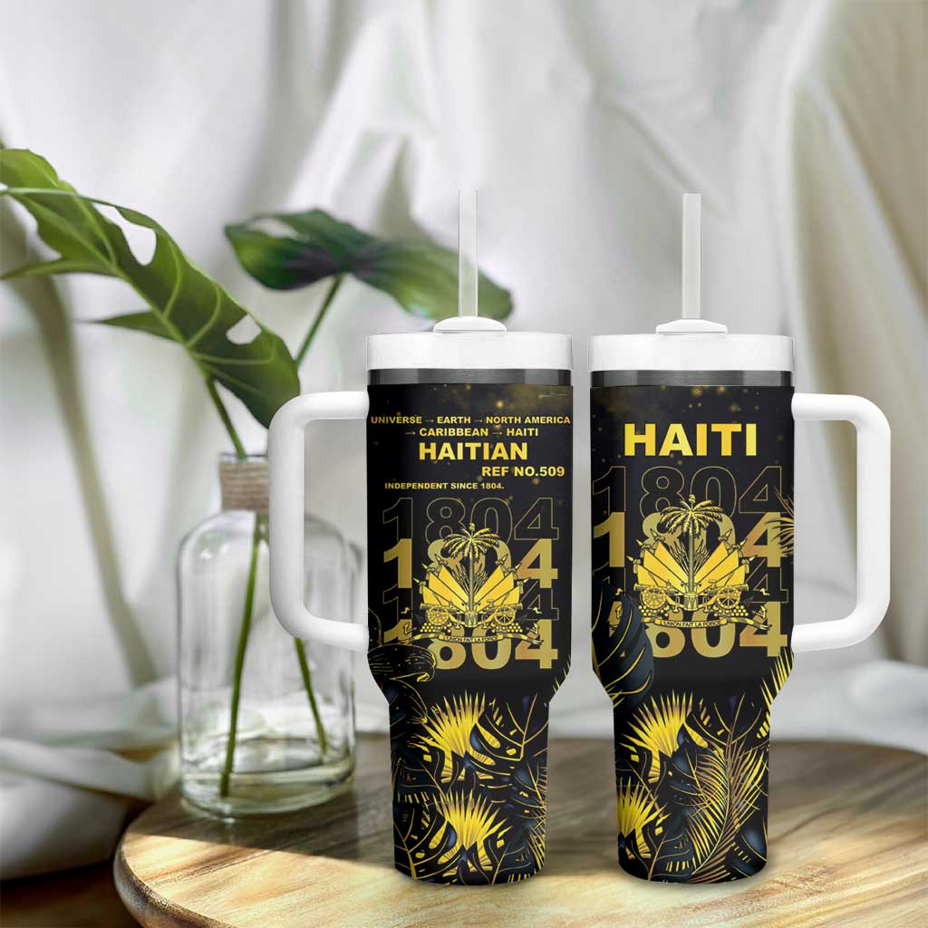 Haiti 1804 Tumbler With Handle Gold Tropical Leaves And Coat Of Arms - African Pride