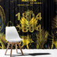 Haiti 1804 Window Curtain Gold Tropical Leaves And Coat Of Arms - African Pride