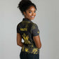 Haiti 1804 Women Polo Shirt Gold Tropical Leaves And Coat Of Arms - African Pride