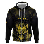 Haiti 1804 Zip Hoodie Gold Tropical Leaves And Coat Of Arms - African Pride