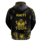 Haiti 1804 Zip Hoodie Gold Tropical Leaves And Coat Of Arms - African Pride
