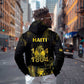Haiti 1804 Zip Hoodie Gold Tropical Leaves And Coat Of Arms - African Pride