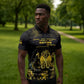 Haiti 1804 Zipper Polo Shirt Gold Tropical Leaves And Coat Of Arms