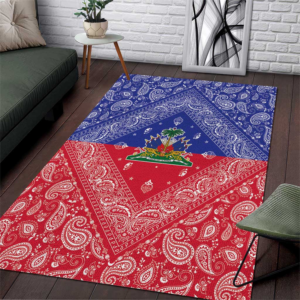Afro Haiti Paisley Area Rug Haitian Flag Bandana Style - African Pride