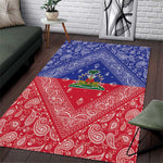 Afro Haiti Paisley Area Rug Haitian Flag Bandana Style - African Pride