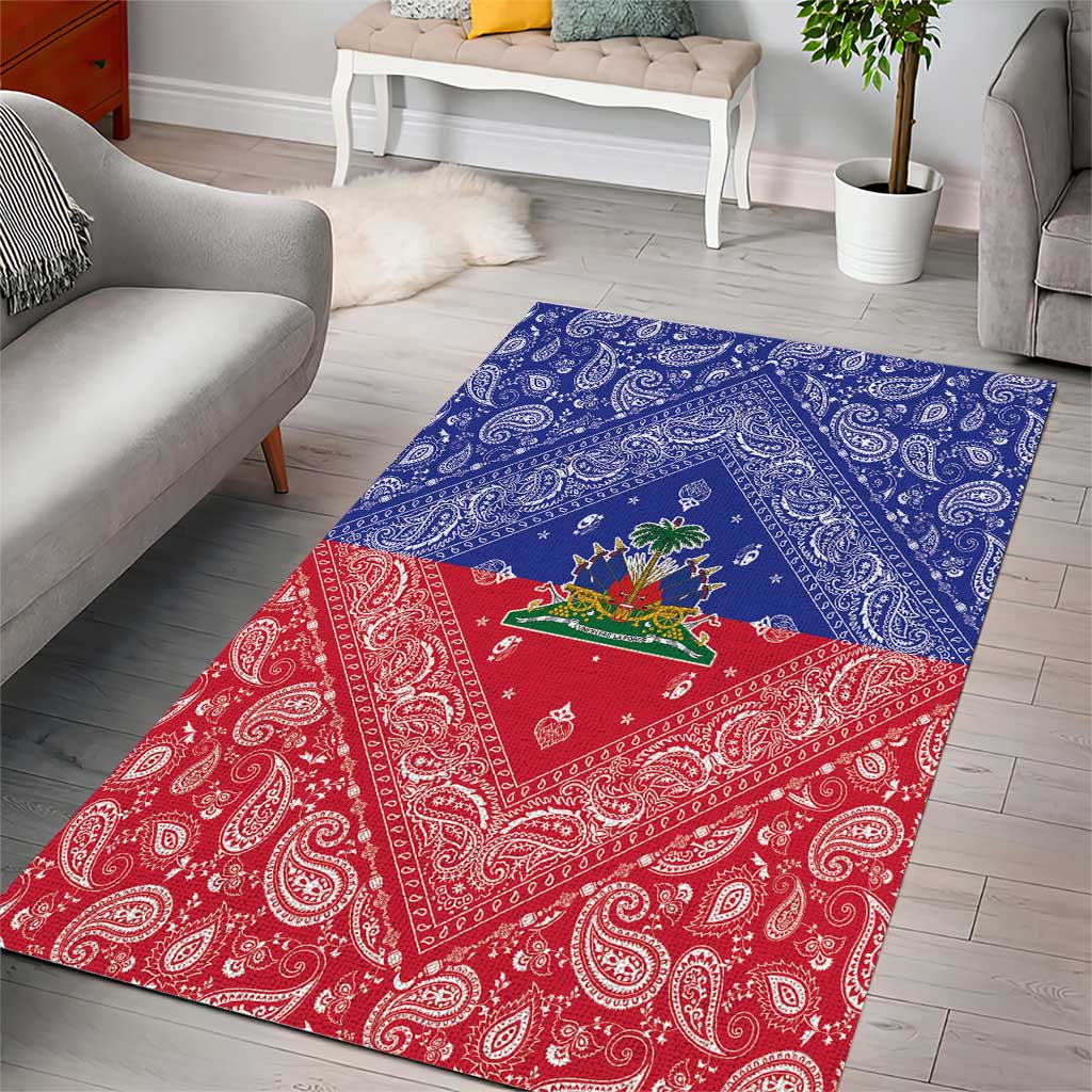 Afro Haiti Paisley Area Rug Haitian Flag Bandana Style - African Pride