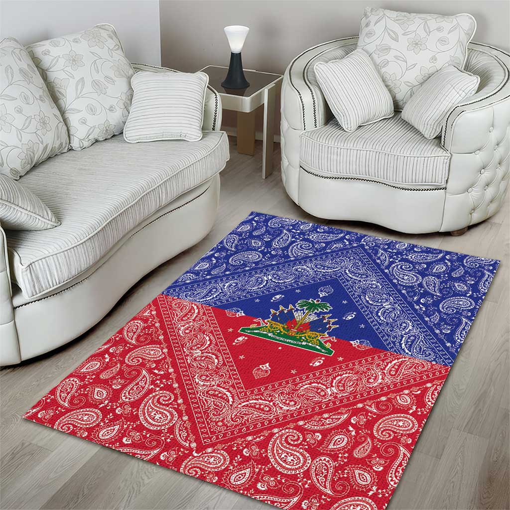 Afro Haiti Paisley Area Rug Haitian Flag Bandana Style - African Pride