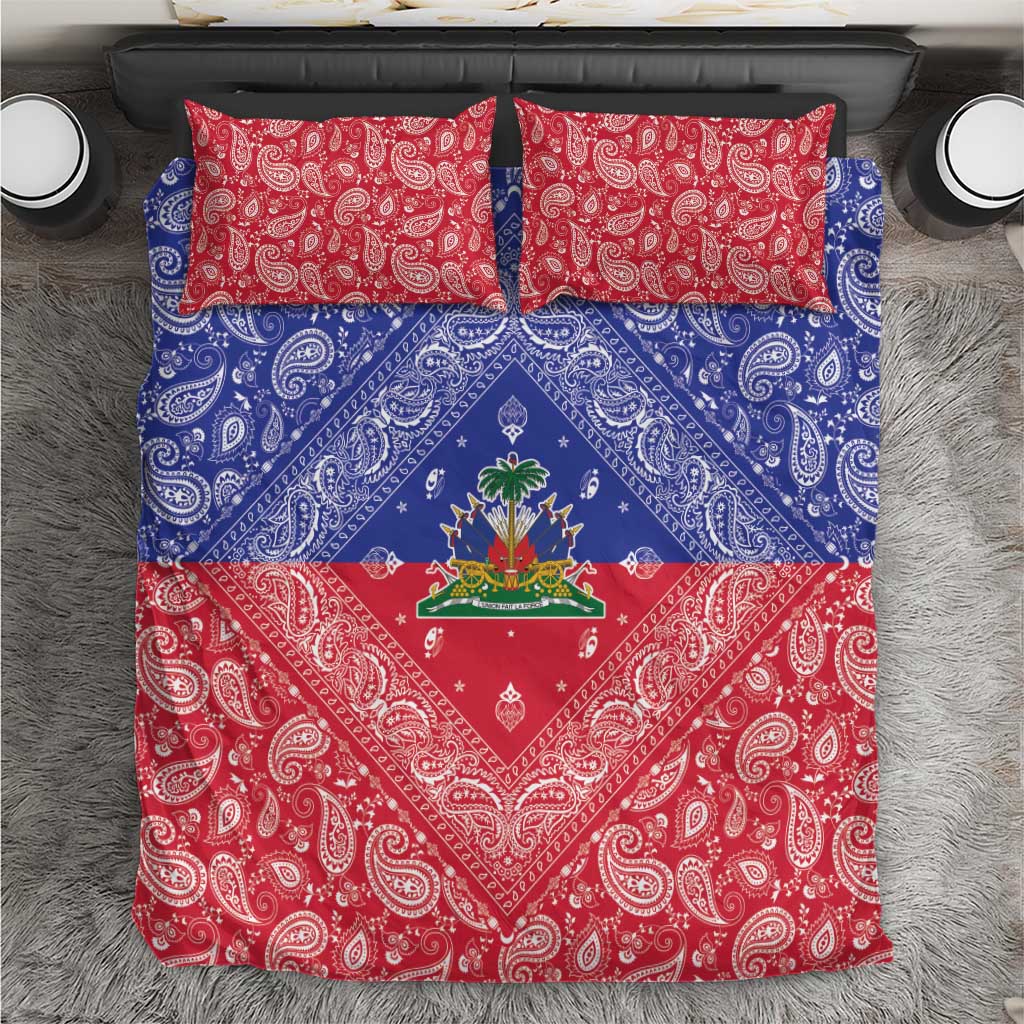 Afro Haiti Paisley Bedding Set Haitian Flag Bandana Style - African Pride