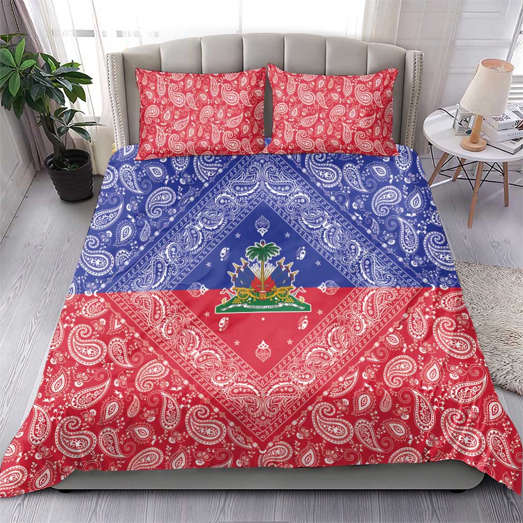 Afro Haiti Paisley Bedding Set Haitian Flag Bandana Style - African Pride