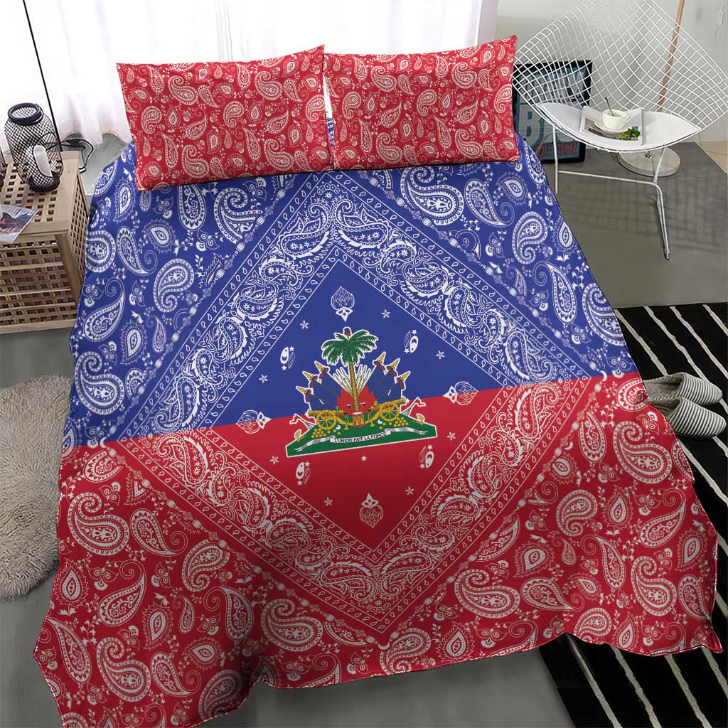 Afro Haiti Paisley Bedding Set Haitian Flag Bandana Style - African Pride