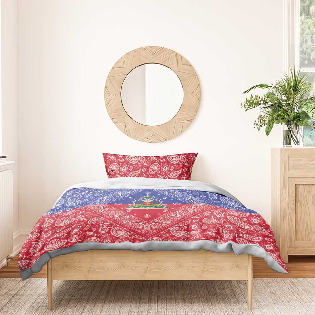 Afro Haiti Paisley Bedding Set Haitian Flag Bandana Style - African Pride