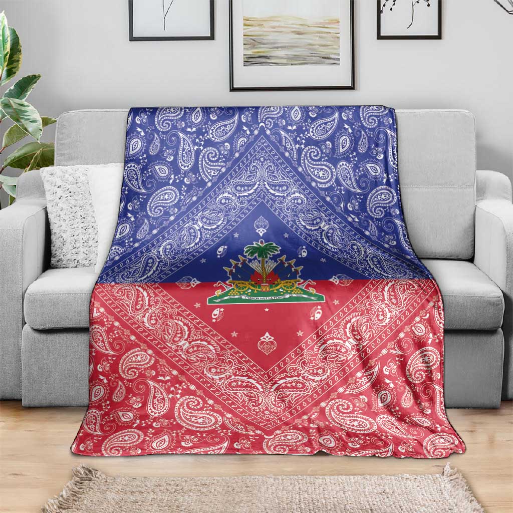 Afro Haiti Paisley Blanket Haitian Flag Bandana Style - African Pride