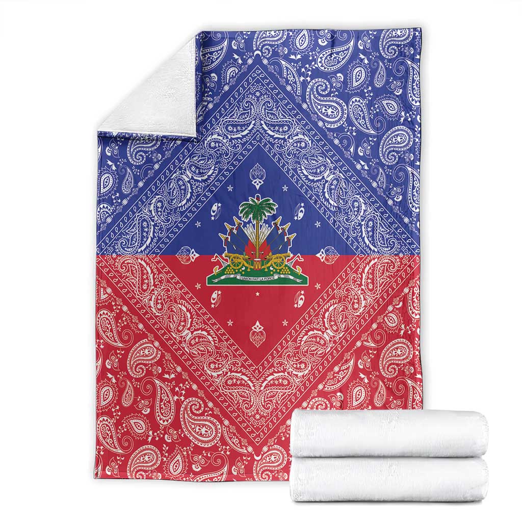 Afro Haiti Paisley Blanket Haitian Flag Bandana Style - African Pride