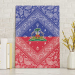 Afro Haiti Paisley Canvas Wall Art Haitian Flag Bandana Style - African Pride