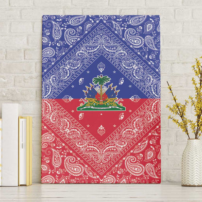 Afro Haiti Paisley Canvas Wall Art Haitian Flag Bandana Style - African Pride