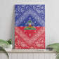 Afro Haiti Paisley Canvas Wall Art Haitian Flag Bandana Style - African Pride