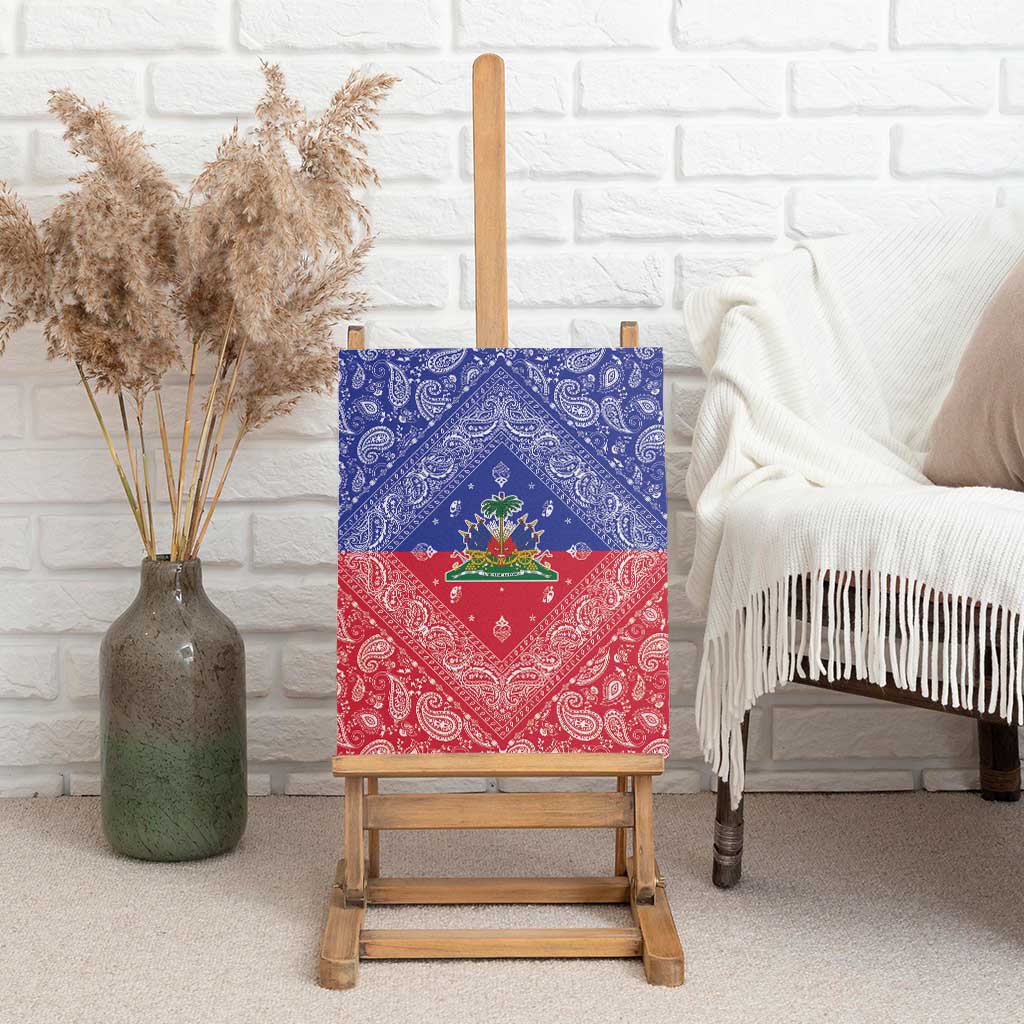Afro Haiti Paisley Canvas Wall Art Haitian Flag Bandana Style - African Pride
