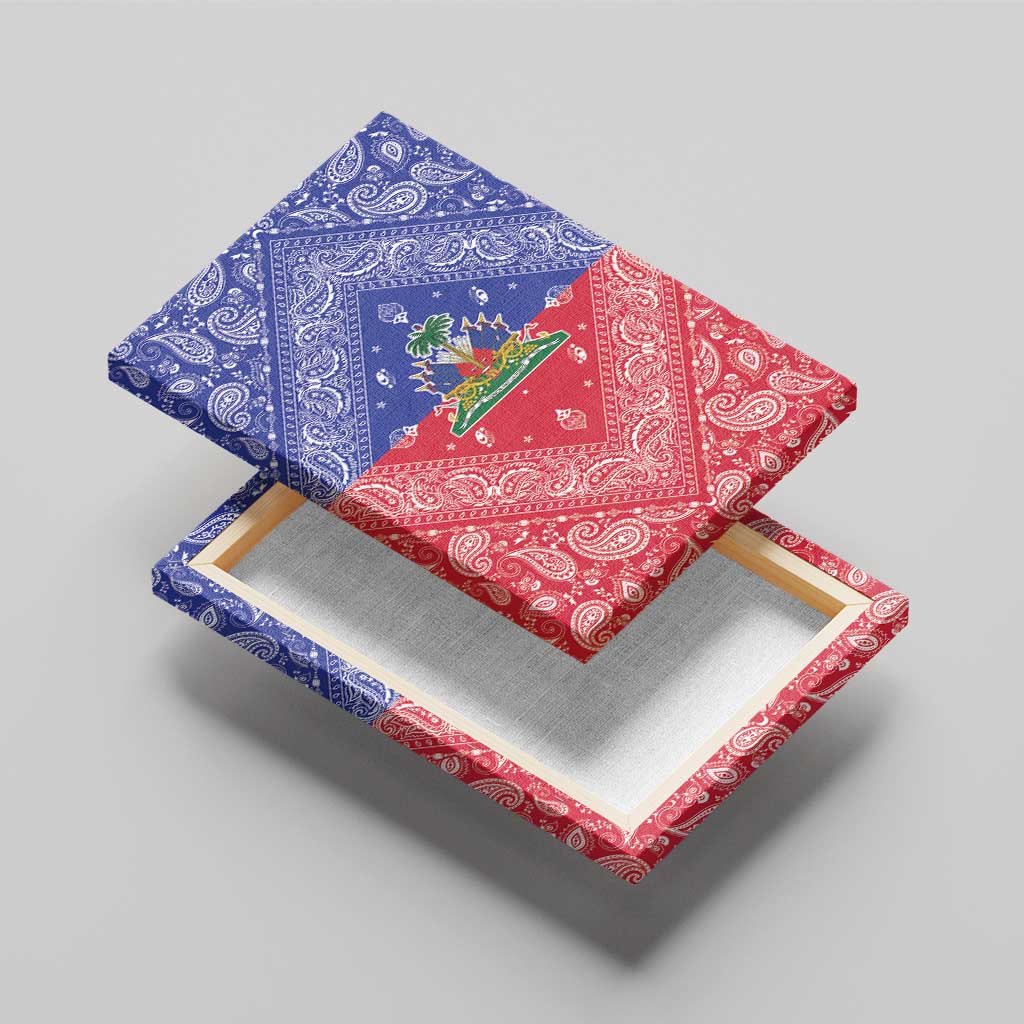 Afro Haiti Paisley Canvas Wall Art Haitian Flag Bandana Style - African Pride