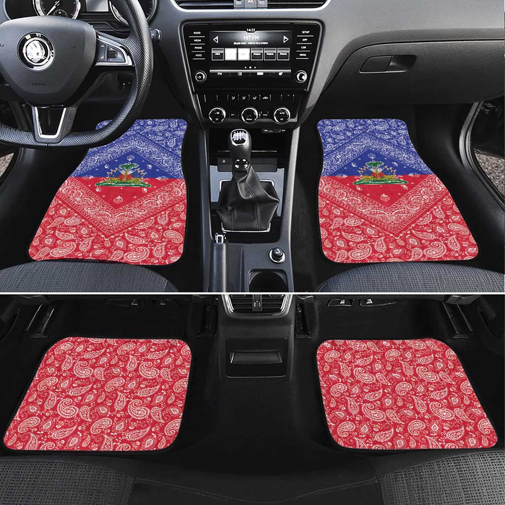 Afro Haiti Paisley Car Mats Haitian Flag Bandana Style - African Pride