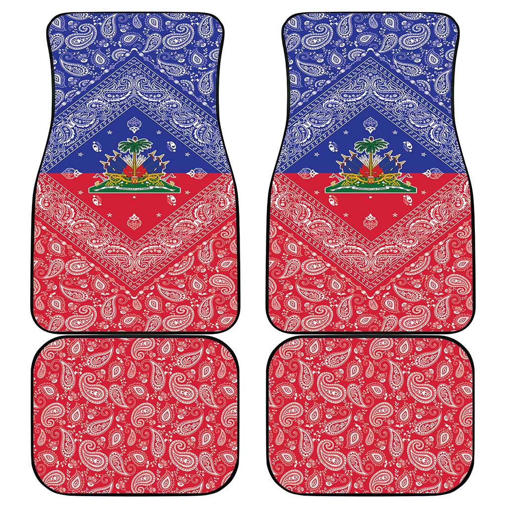 Afro Haiti Paisley Car Mats Haitian Flag Bandana Style - African Pride