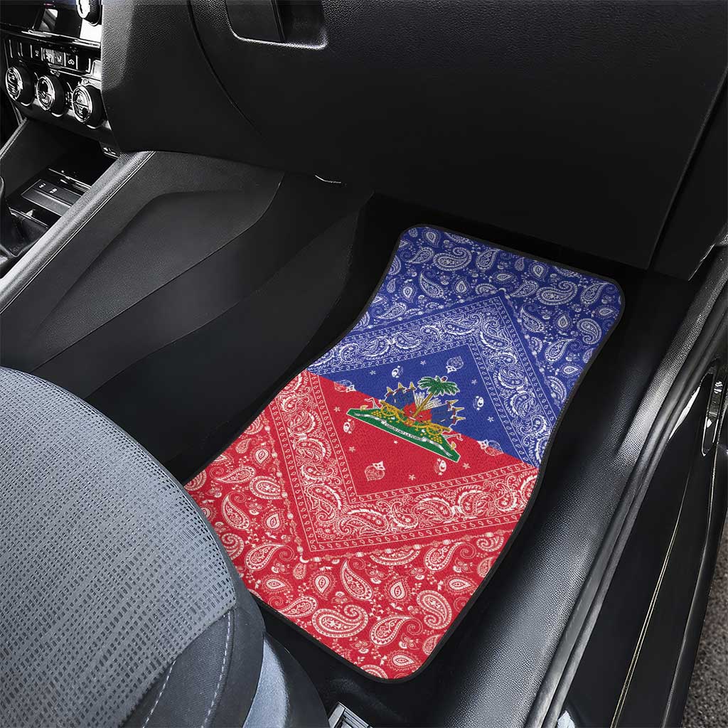 Afro Haiti Paisley Car Mats Haitian Flag Bandana Style - African Pride
