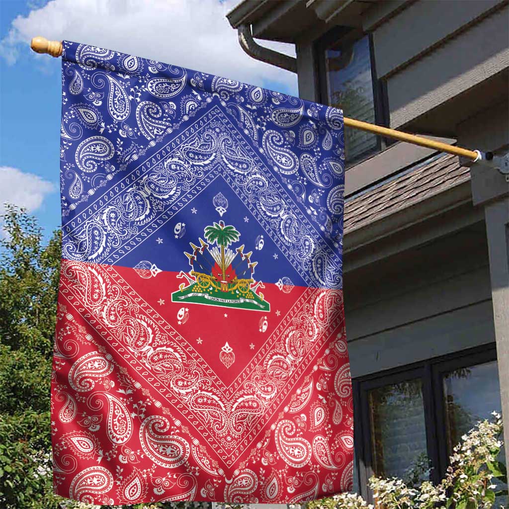 Afro Haiti Paisley Garden Flag Haitian Flag Bandana Style - African Pride