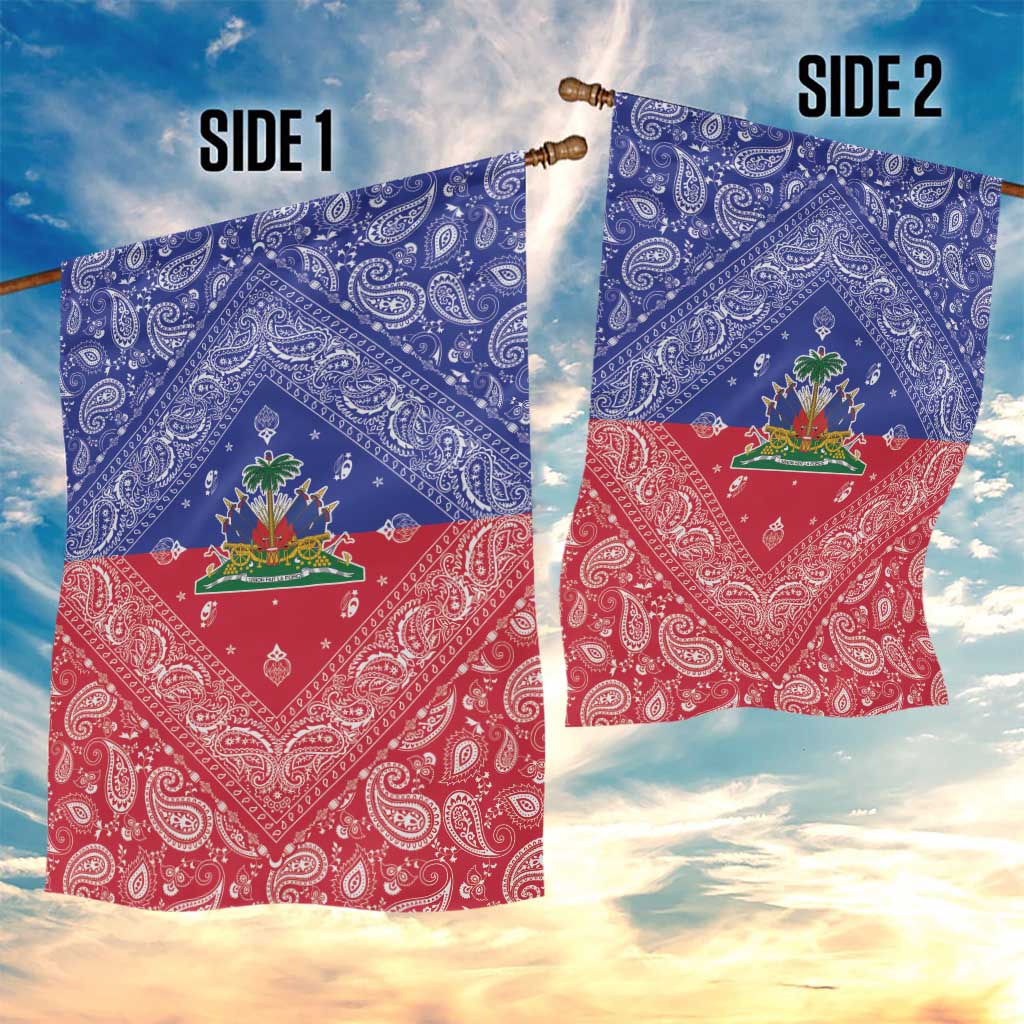 Afro Haiti Paisley Garden Flag Haitian Flag Bandana Style - African Pride