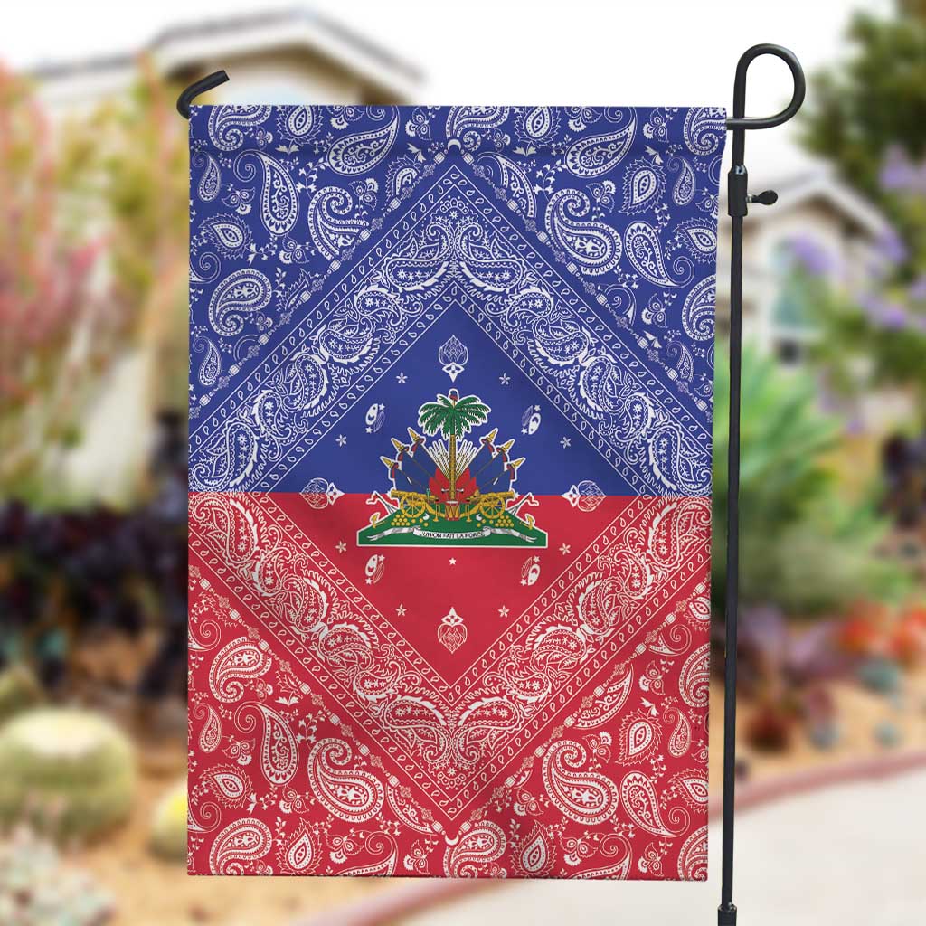 Afro Haiti Paisley Garden Flag Haitian Flag Bandana Style - African Pride